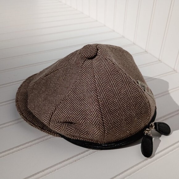 Men's Peaky Cap Tweed Wash Bag Zip Travel Toiletry Bag Blinders Style Hat Case - Picture 10 of 11